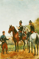 1885年に軍人をチェックする検査ツアーの警察官